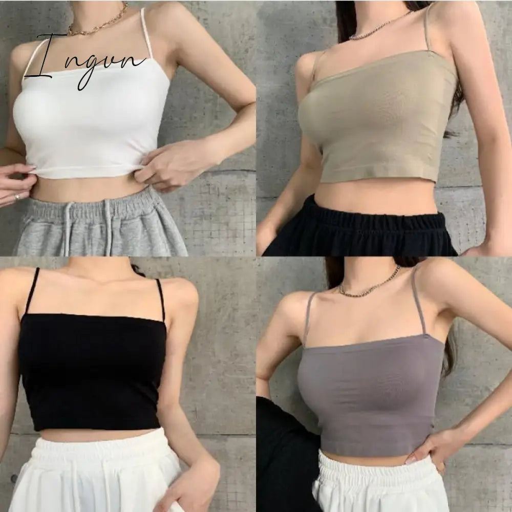 Ingvn - 2023 Summer Women's Camisole Sexy Padded Tank Tops Sleeveless Corset Top Female Lingerie Halter Thin Straps Camis Built-in Bra