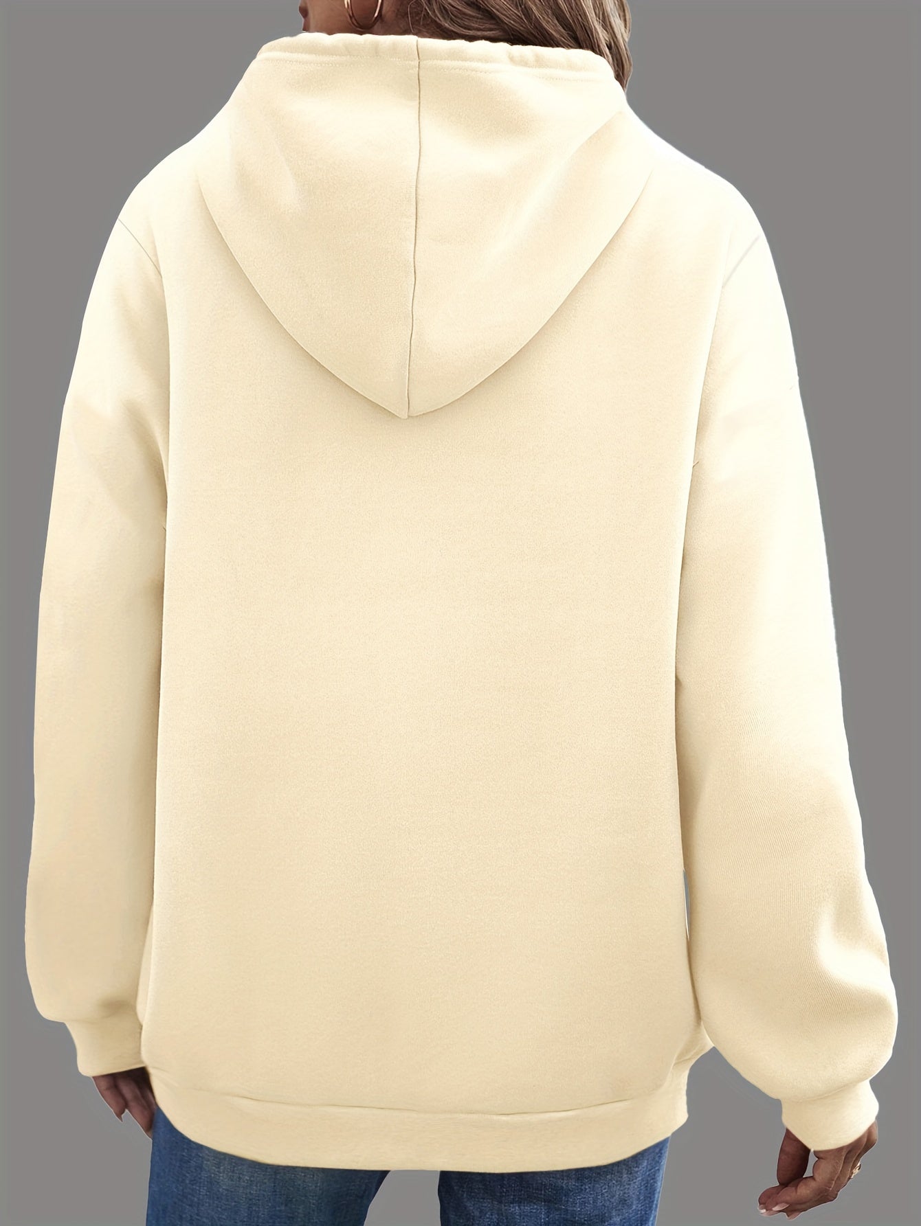 Letter Print Kangaroo Pocket Hoodie, Casual Long Sleeve Drawstring Hoodies Sweatshirt, Women's Clothing