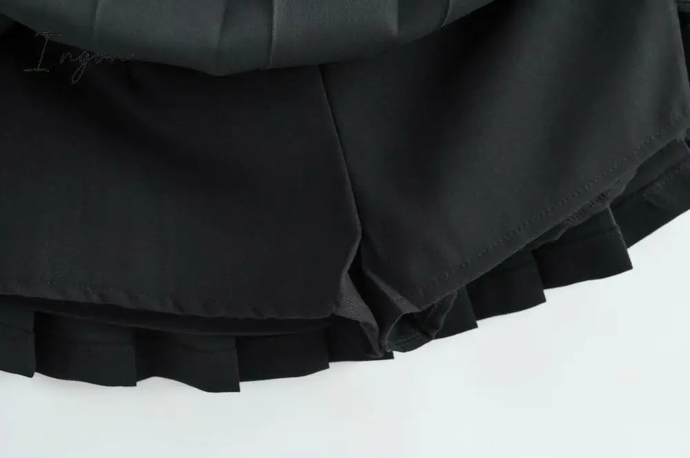 Ingvn - Summer High Waist Skirts Womens Sexy Mini Skirts Vintage Pleated Skirt Korean Tennis Skirts Short White Black
