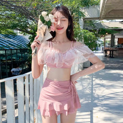 Ingvn - New Summer Sexy Cute Bikini Pink Sweet Suit Age Reduction Slim Fit Backless Women's 2-piece High Waist Swimsuit