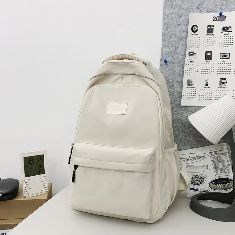 INGVN  Waterproof Teenage Bookbag Nylon Rucksack Fashion Girl Backpack Women Shoulder Bag High School Schoolbag Black