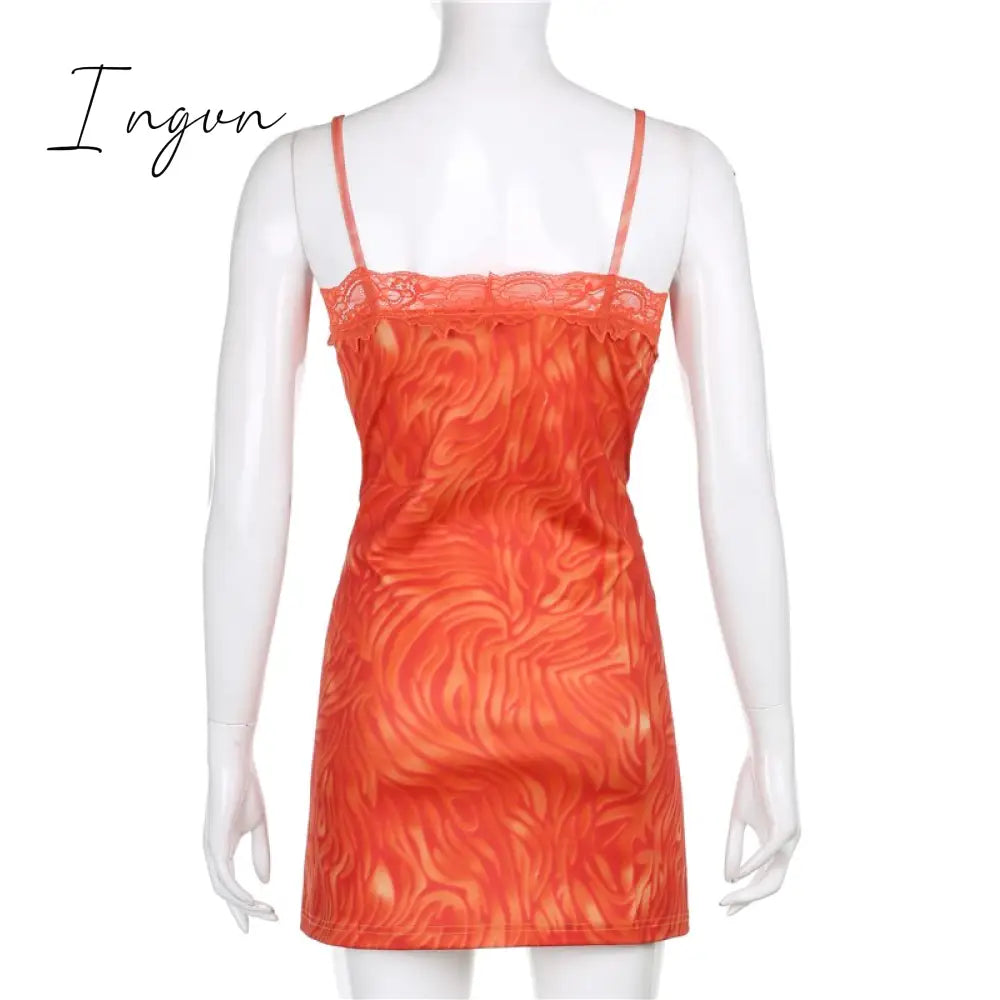 Ingvn - Tassel Stitching Sexy Dress For Women Evening Clubbing Party Square Collar Halter Hollow Out Backless Lace Mini Dress