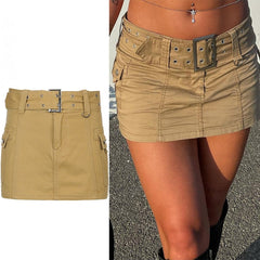 Women'S Jeans Skirt Y2K Belt Mini Denim Skirt Korean Low Waist Straight Short Skirt Summer Harajuku Sexy Vintage