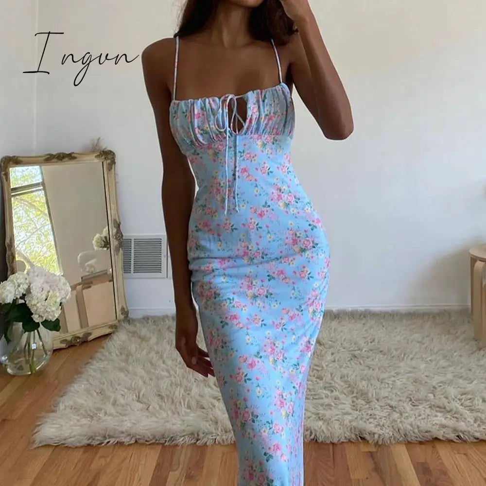 Ingvn - Vintage Solid Button Midi Dress Sexy Party Club Bodycon Strapless High Split Dresses Women Spring Autumn Casual Vestidos