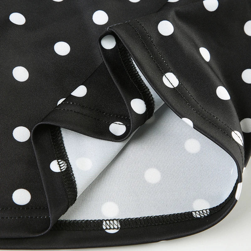 Asymmetrical Polka Dot Tank Top with Scarf Chic Sleeveless Skinny Black Cropped Tops Women Casual Streetwear Tee y2k Vest