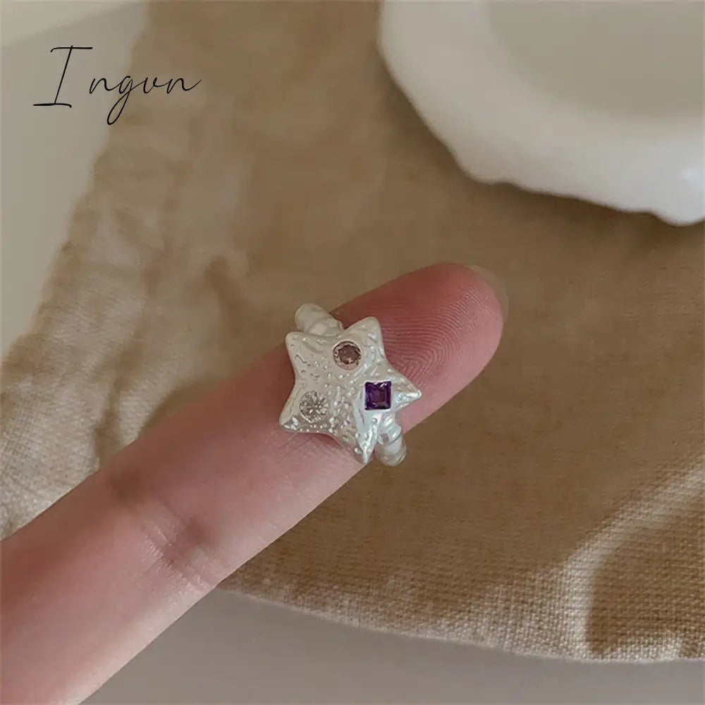 Aesthetic Rings For Women Heart Star Colorful Zircon crystal Minimalist Open Adjustable Finger Rings Fashion Band Female Bijoux