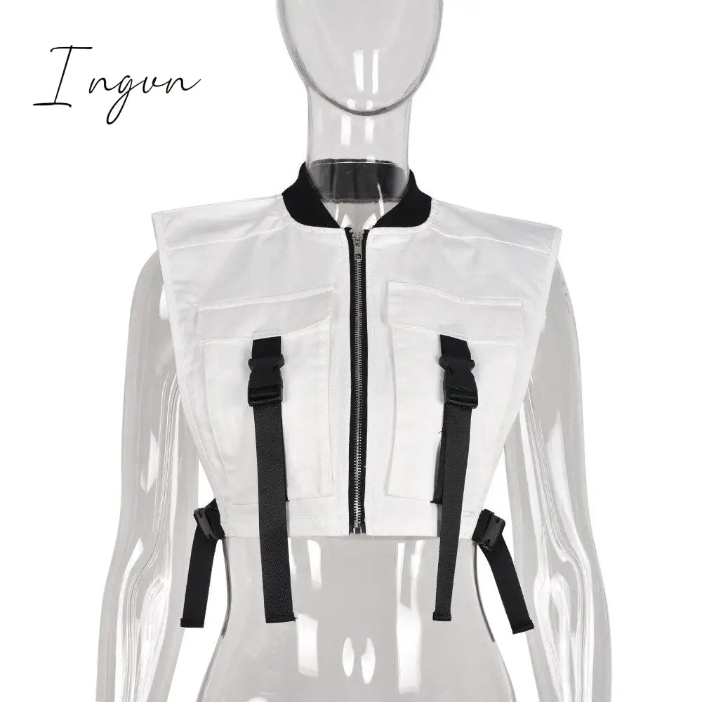 Ingvn - Fashion vest Jacket for Women 2023 Spring New Solid Color Sleeveless Slim Crop Tops Women Vest