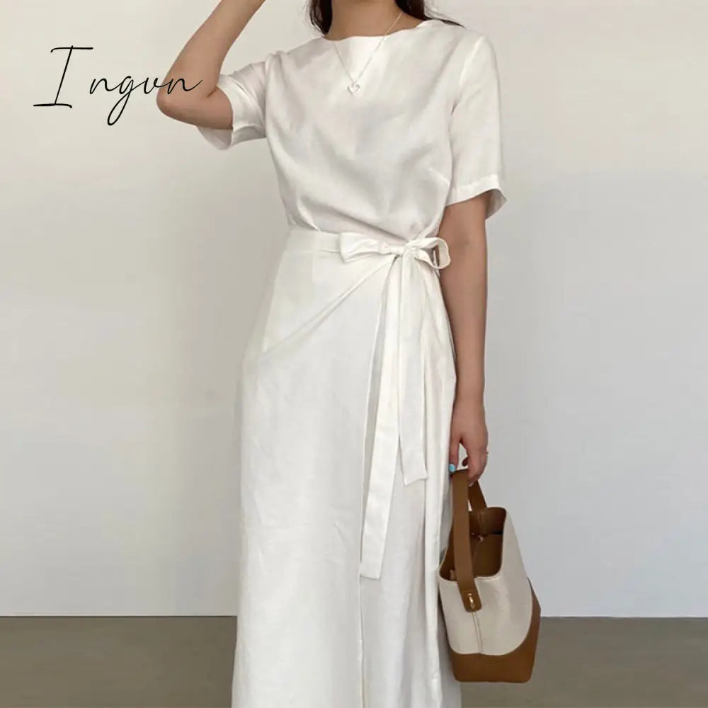 Ingvn - Sexy Sleeveless Summer Dress Sexy Ruffle Maxi Long Dress With Belt Women Bohemian Sundress Party Vestido Autumn Robe