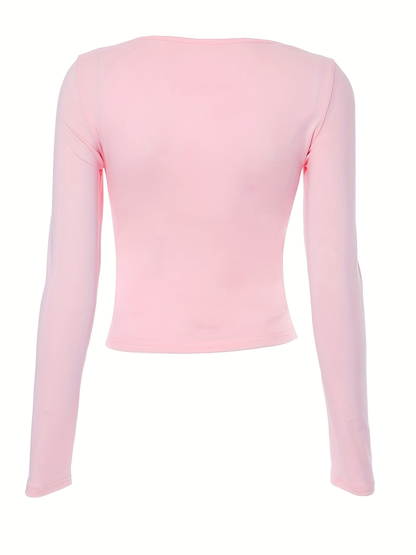 Ruched Straight Neck Crop Top, Y2K Long Sleeve Slim Top, Women's Clothing