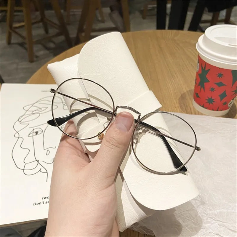 INGVN  Korea Trend Round Glasses Frame Women No Makeup Star Style Glasses Men Contrasting Cute Decorative Glasses