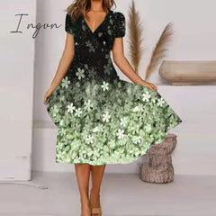 Ingvn - Short Sleeve Printed Dress
