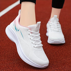 Women's Breathable Knit Sneakers, Casual Lace Up Outdoor Shoes, Lightweight Low Top Sport Shoes