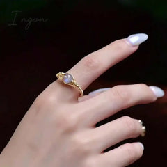 New Fashion Simple Amethyst Natural Stone Opening Ring for Women Exquisite Copper Ring Elegant Niche Design Party Jewelry