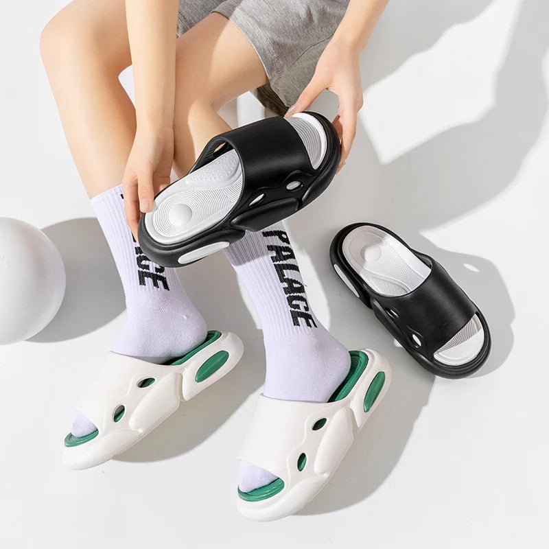 Ingvn  Fashion Mix Color Unisex Outdoor Slippers  Summer Eva Thick Sole Beach Slides Woman Non Slip Flip-Flops Couple Home Shoes