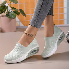 Fashionable Womens Knit Sneakers - Ultra-Comfortable Air Cushion Platform - Lightweight Slip-on Design - Perfect for Outdoor Walking & Daily Wear - Durable Footwear
