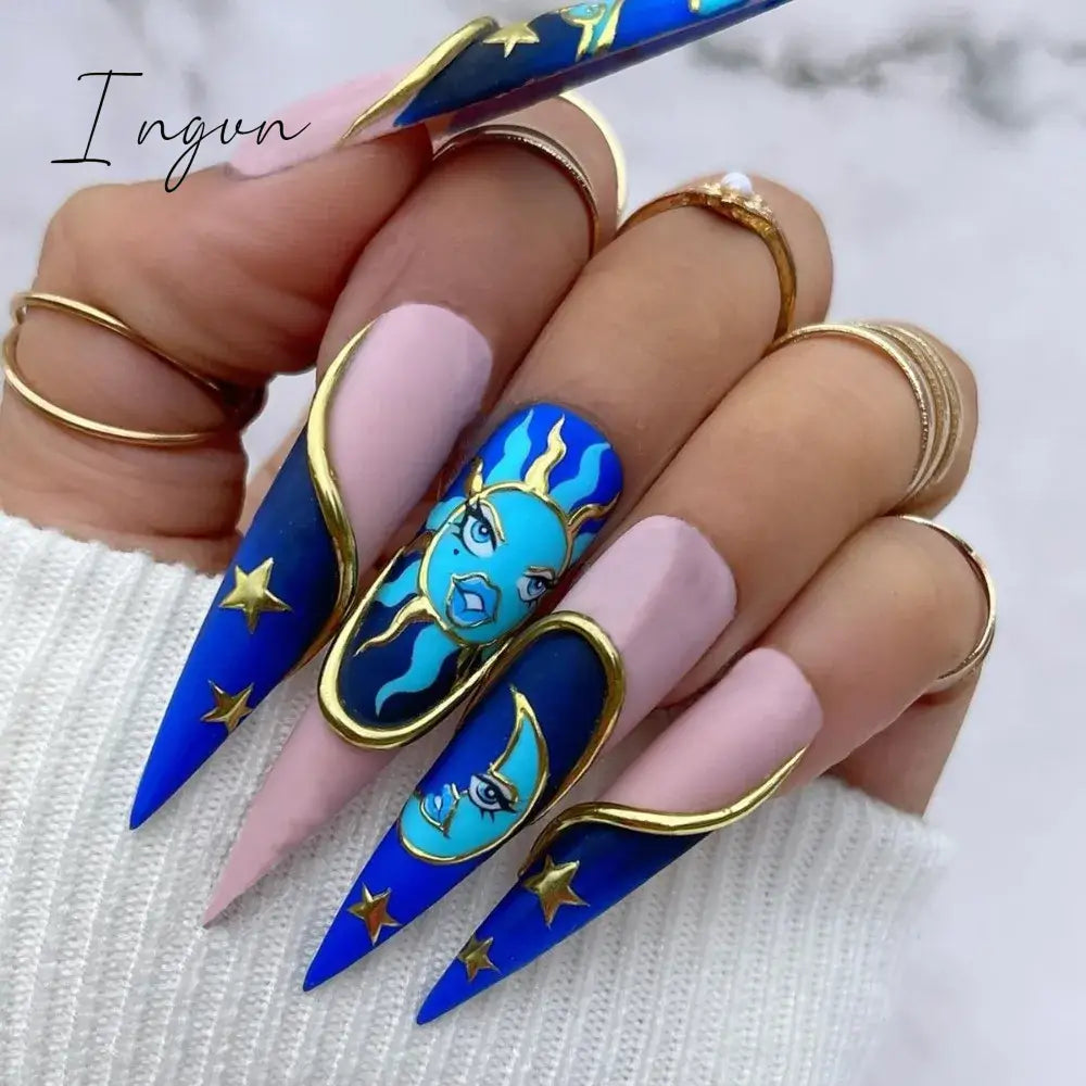 Long Almond Fake Nails Detachable French Ballet Halloween False Nails nail art Full Cover Nail Tips Press On Nails 24pcs