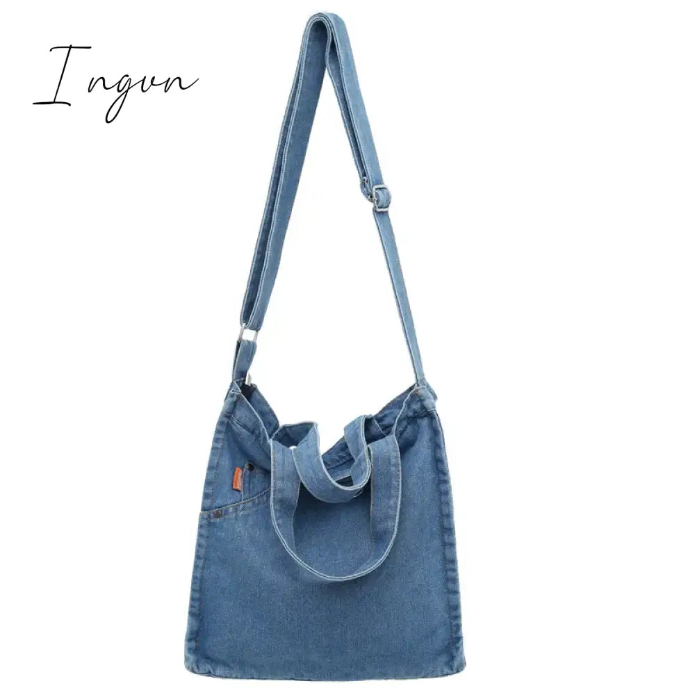 Ingvn - Denim Women's Bag 2024 New Eco Reusable Ladies Handbags Canvas Shopping Travel Shoulder Bags Unisex Jeans Crossbody Bag Shoppers
