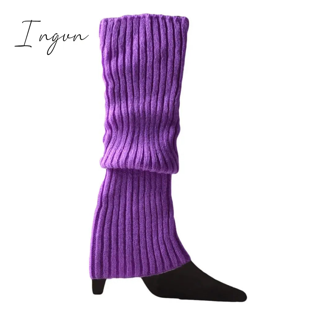 Ingvn - Lolita Leg Warmers Women Warm Winter Knit Foot Cover Crochet Knee Socks Warm Boot Cuffs Beenwarmers Japanese Long Socks