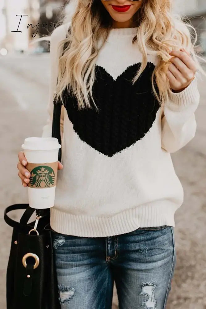 Ingvn -  Heart Shaped Sweater(4 Colors)