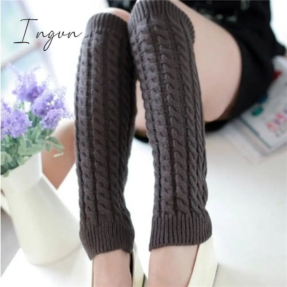 Ingvn - Lolita Leg Warmers Women Warm Winter Knit Foot Cover Crochet Knee Socks Warm Boot Cuffs Beenwarmers Japanese Long Socks