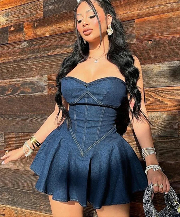High-quality sexy Dress Wrapped Around The Chest European And American Style Authentic Mini Dress Without Sleeves Or Straps