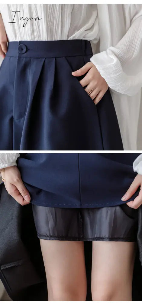 Ingvn - New Spring Summer High Waist Midi Skirt Women Casual Pocket Solid Color Loose A-Line Umbrella Skirt Female Petticoat