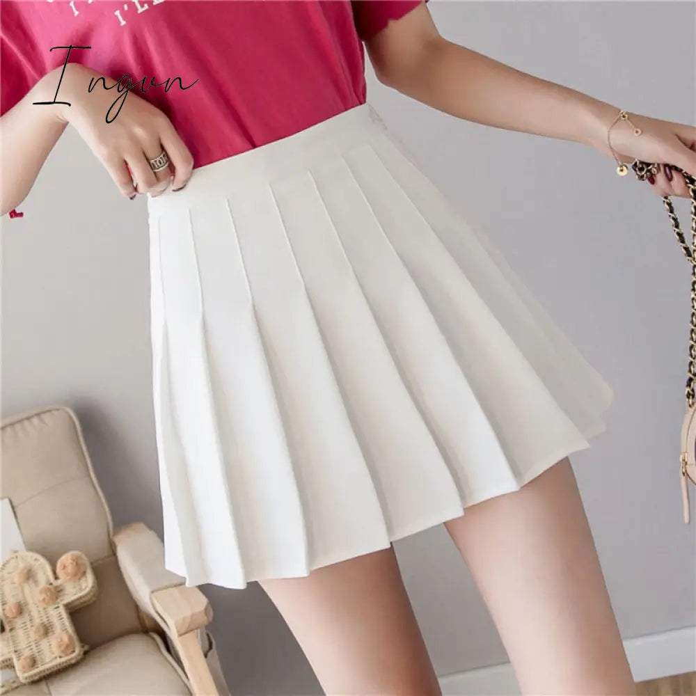 Ingvn - Fashion Kawaii Summer Women Skirts High Waist Cute Sweet Girl's Pleated Skirt Korean Style Mini Skirts for Women