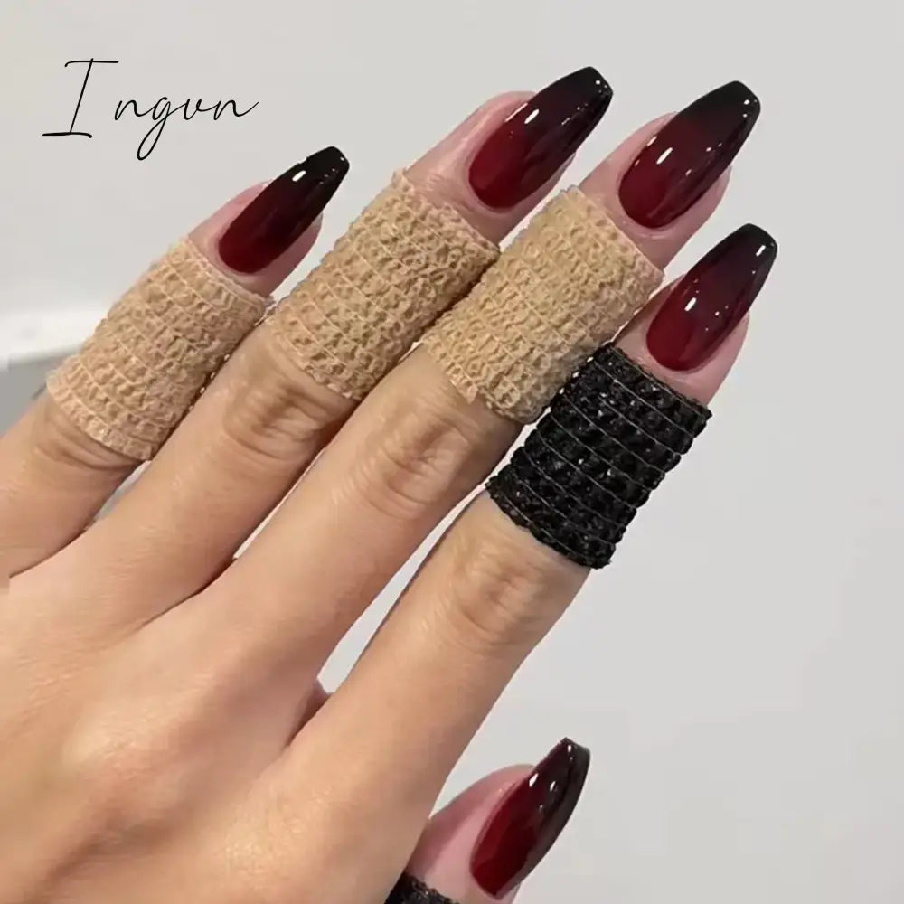 24pcs Mid-length Simple Smudged False Nails Wearable French Ballerina Fake Nails Full Cover Nail Tips Set Press On Nails