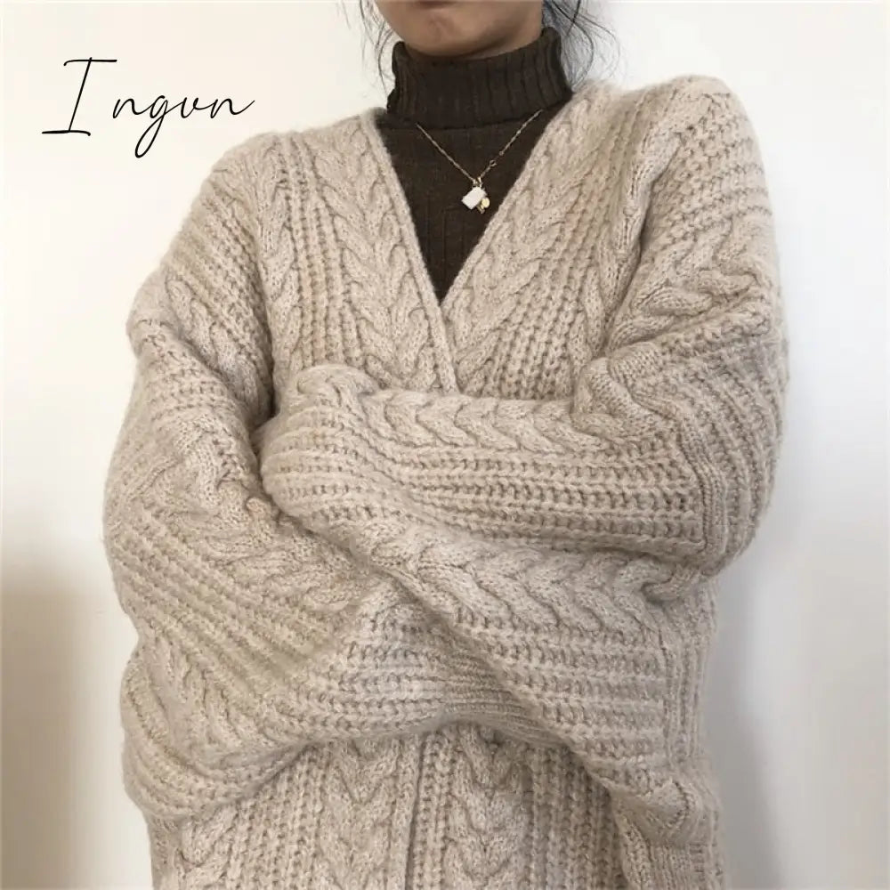Ingvn - New Women's Sweaters Autumn Winter Fashionable Bat Sleeve Cardigans Warm Wild Knitwear Tops