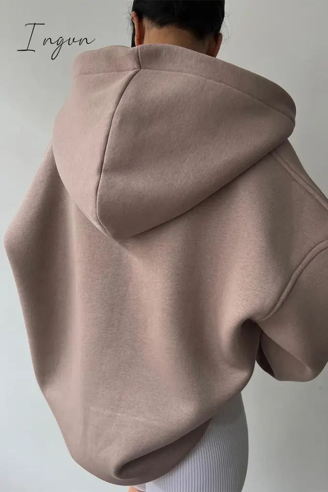 Ingvn - Casual Letter Printing Hooded Collar Tops