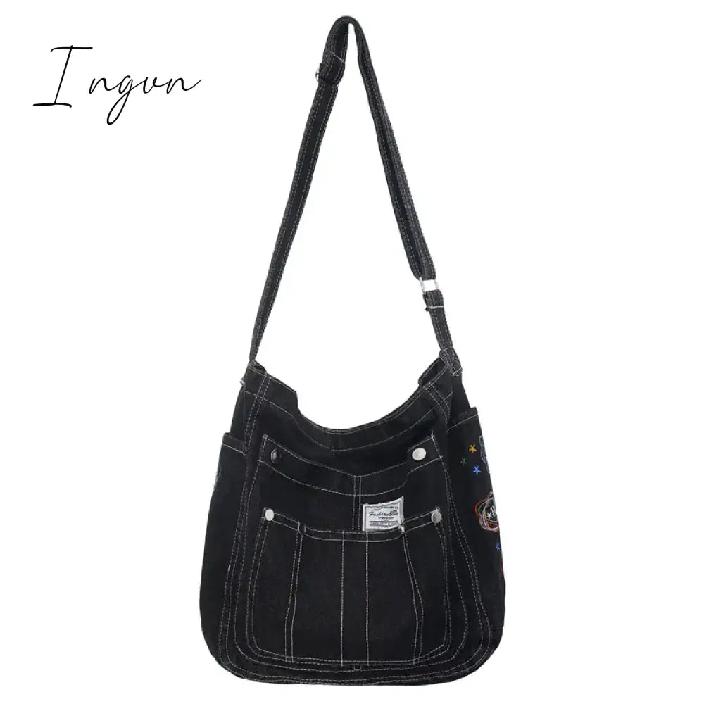 Ingvn - Denim Women's Bag 2024 New Eco Reusable Ladies Handbags Canvas Shopping Travel Shoulder Bags Unisex Jeans Crossbody Bag Shoppers