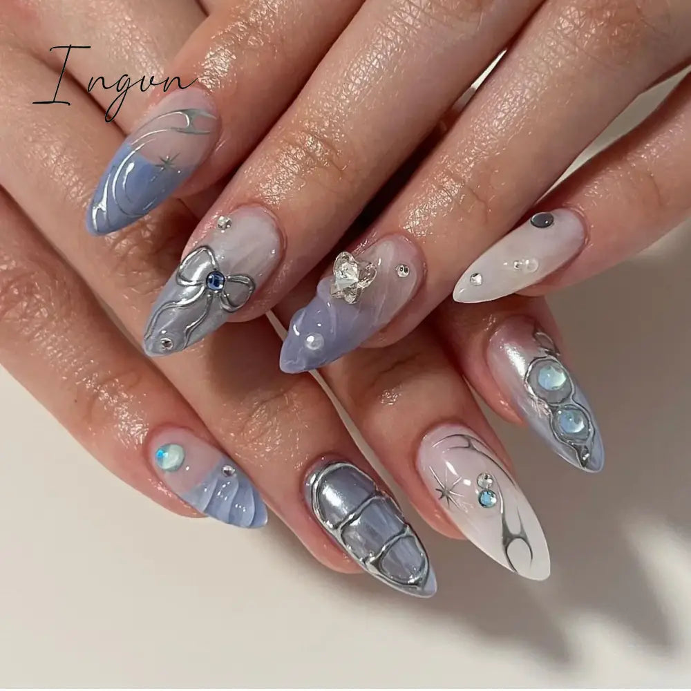 24Pcs Y2k Nails Set Press On False Nails Coffin Fake Nails with Charm Gradient Black Designs Reusable Artificial Nail Tips 2024