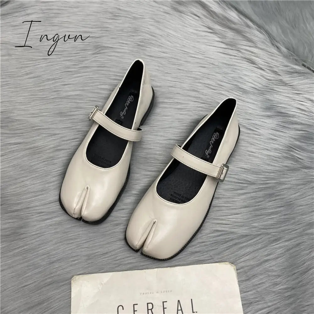 Ingvn - Spring Women Sandals New Split Toe Mary Jane Flats Ladies Pumps Female Retro Vintage Girl Daily Novelty Solid Ninja Shoes