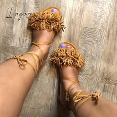 Ingvn - Summer Short Tassel Strap Sandals