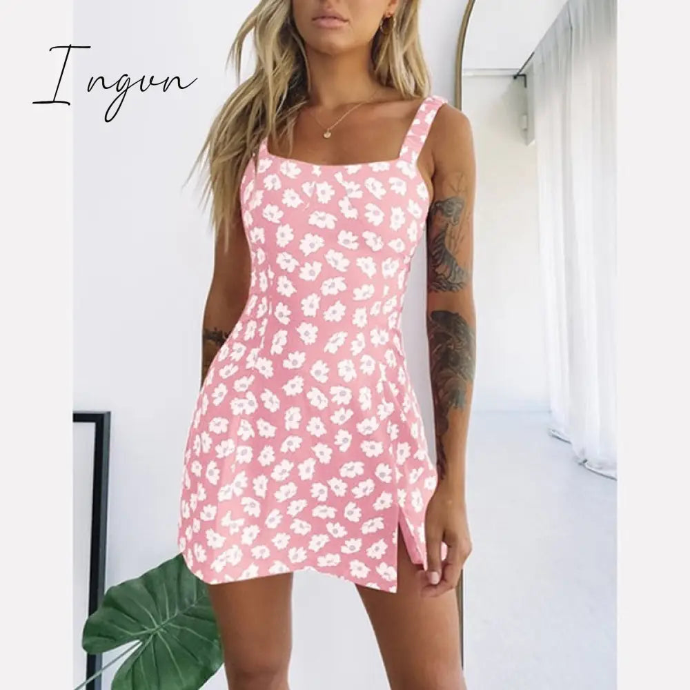 Ingvn - Floral Print Dress Slim Sexy Off The Shoulder Long Dress Irregular Female Streetwear New Dress Casual Autumn And Winter