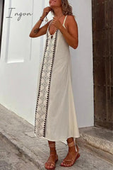 Ingvn - Sexy Print Frenulum Backless V Neck Dresses