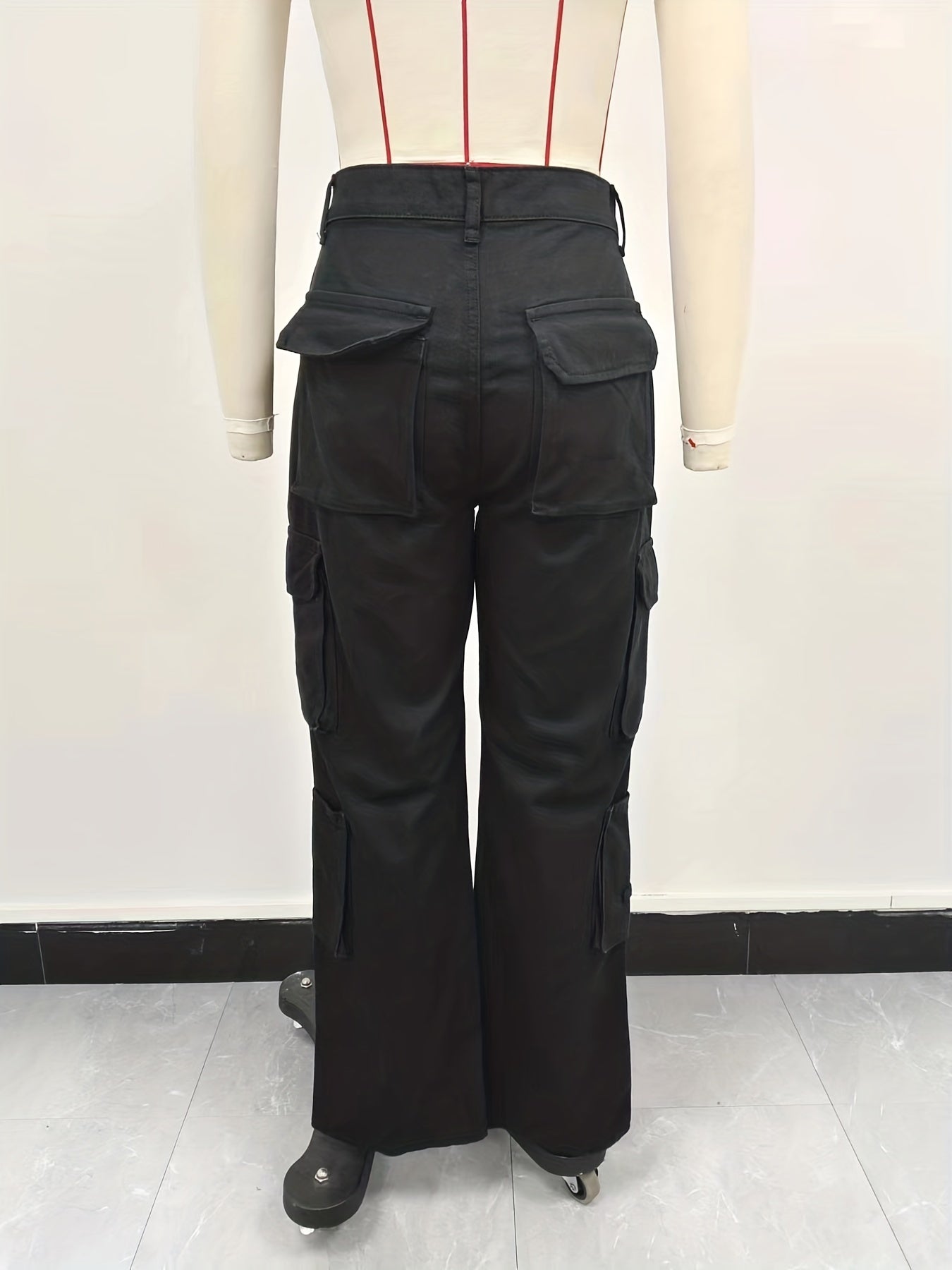 Vintage High Waist Denim Cargo Pants for Women | Breathable & Comfort-Fit with Pockets | Casual Chic, Machine-Washable Jeans