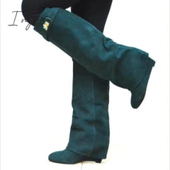 Ingvn - Stylish Faux Leather Hidden Heel Tall Boots