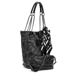 INGVN  Japanese Sweet Ribbon Kawaii Trendy Shoulder Bags Personality Skull Y2k Aesthetic Tote  Streetwear  Women's Handbags