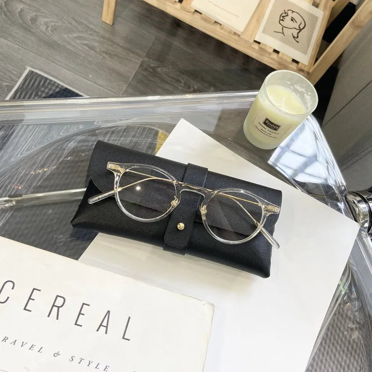 INGVN  Korean Small Clear Round Glasses Frame Women Sweet Girl Ins No Makeup Plain Glasses Men Eyewear Cute Decorative Computer Glasses