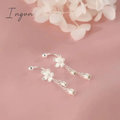 Korean Trendy Simple Flower Bell Orchid Tassel Copper Earrings for Women Sweet Elegant Party Jewelry Girlfriend Gifts