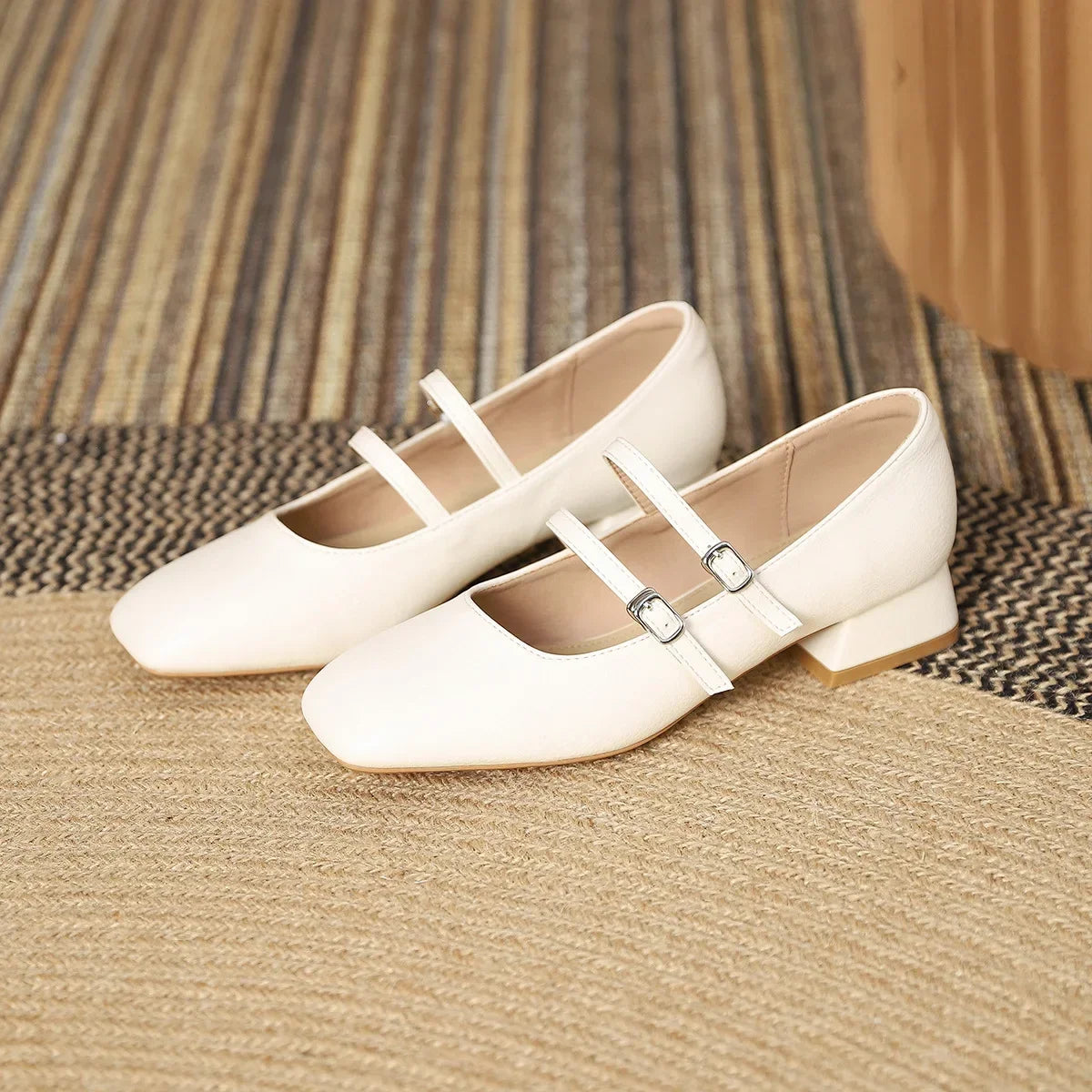 Mary Jane Shoes for Women Spring New Shallow Thick Heeled Single Shoes Soft and Comfortable Ballet Wedding Shoes Zapatos Mujer
