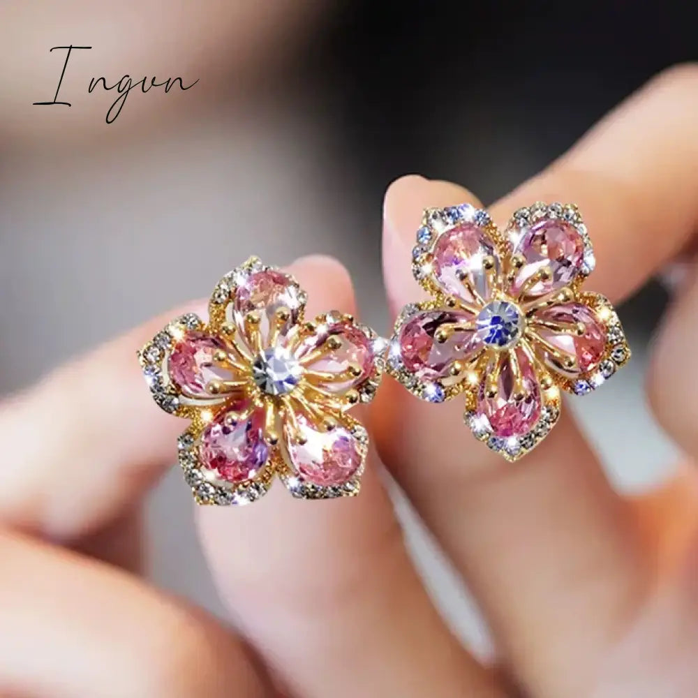 Crystal Zircon Snowflake Stud Earrings For Women Shiny Rhinestone Charm Earring Girls Christmas New Year Birthday Jewelry Gifts