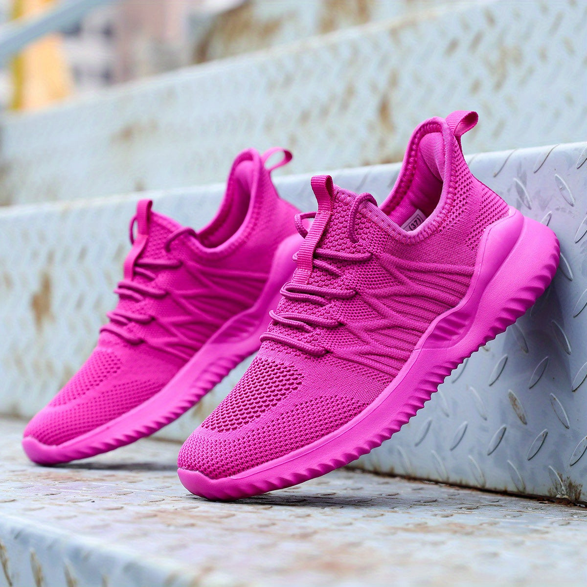 Womens Solid Color Mesh Sneakers - Super-breathable & Ultra-lightweight - Fashionable Non-slip Outdoor Shoes for Trendy Adventure Seekers