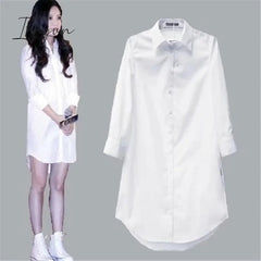 Ingvn - My NewIn 4XL 5XL Plus Size Women Blouse Shirt Long Sleeve White Solid Loose Long Version Casual Top