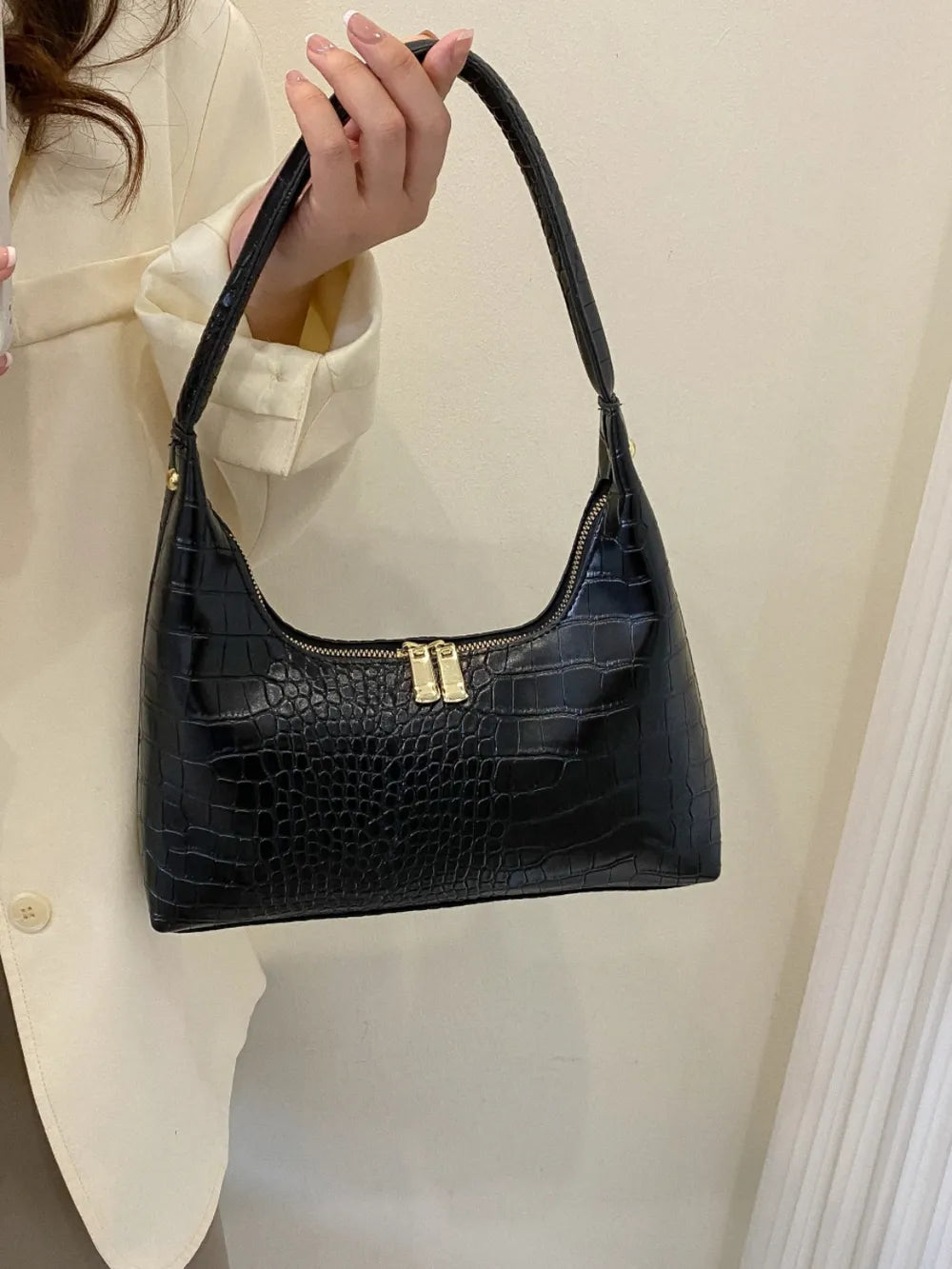 Crocodile Grain Shoulder Bag