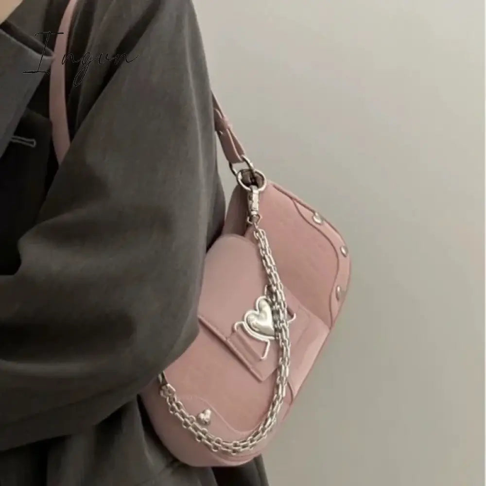 Ingvn - New Fashion Shoulder Bag 2024 PU Bags for Women Sweet Cool Subculture Pink Crossbody Bag сумка Bolsas
