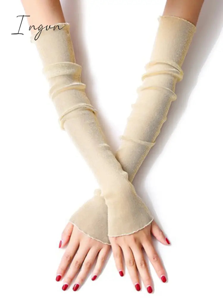 Ingvn - Sun Protection Mesh Solid Color Sleevelet