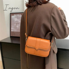 Ingvn - Trendy Saddle Shoulder Bag Women Pu Leather Crossbody Bag Simple Solid Color Flap Messenger Bag Designer Handbag Pouch Wholesale