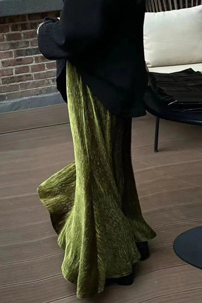 Ingvn - Elegant Solid Fold High Waist Solid Color Bottoms